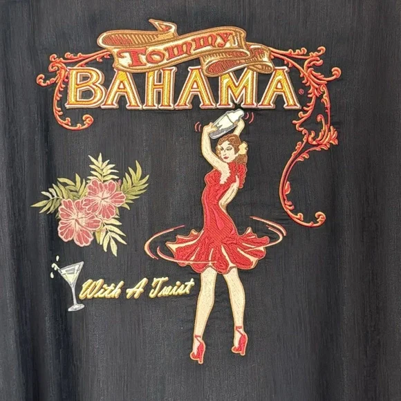 Men’s Tommy Bahama With A Twist Martini Hawaiian Tiki Shirt 100% Silk Size XL - Picture 6 of 12